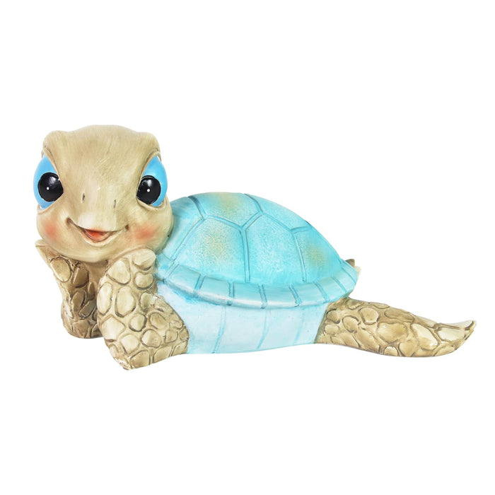Hand Painted Sunning Beach Turtle Décor, 9.5 by 5.5 Inches