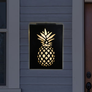 Solar Matte Black Stamped Metal Pineapple Wall Art, 12 x 17 Inches | Shop Garden Decor by Exhart