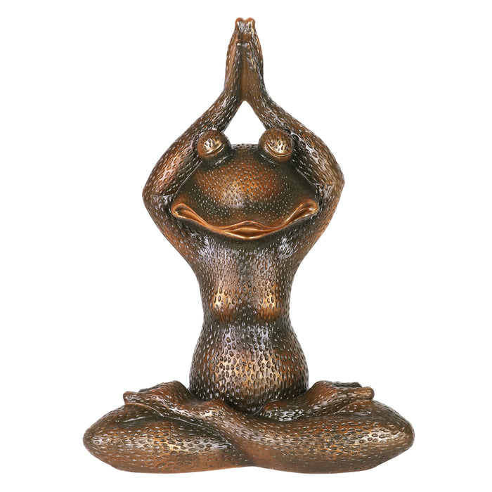 Meditating Bronze Yoga Frog Garden Statue, 17 Inch