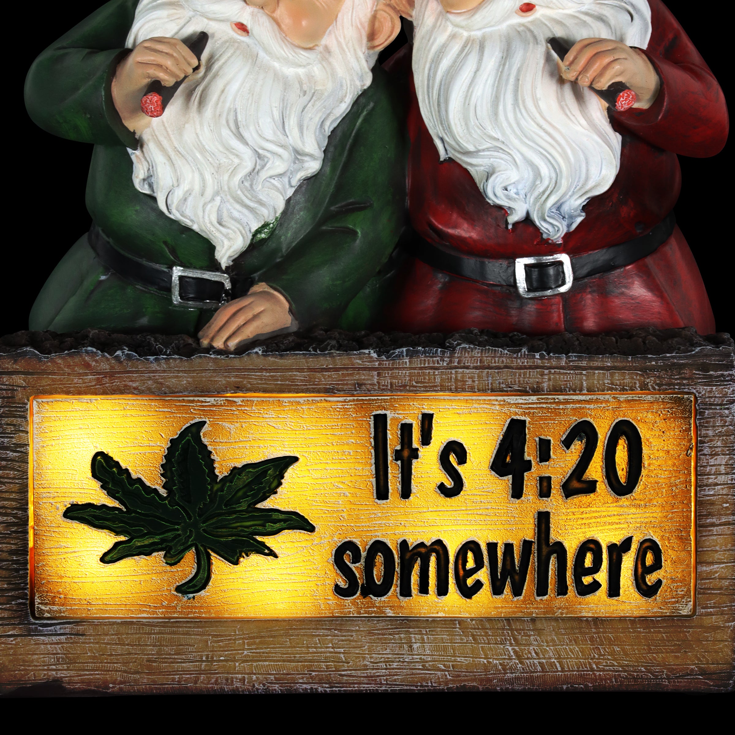 Solar Good Time Bud Buddies Marijuana Smoking Gnomes on a LED 