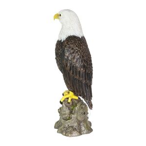 Bald Eagle on a Rock Statue, 8 by 21.5 Inches | Shop Garden Decor by Exhart