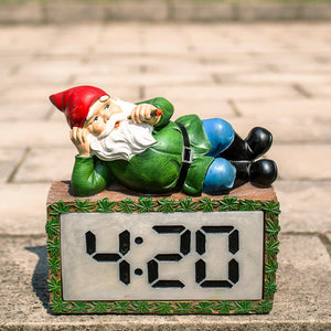 Good Time Tokin' Gnomie Marijuana Smoking Gnome on a LED 4:20 Clock with a Battery Timer, 10 Inch | Exhart