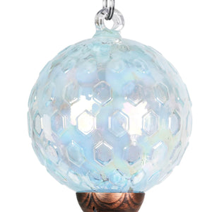 Solar Pearlized Light Blue Honeycomb Glass Ball Wind Chime with Metal Finial Detail, 5 by 46 Inches | Exhart