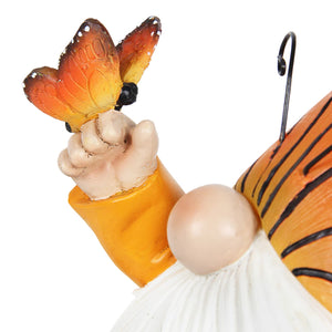 Solar Hand Painted Monarch Butterfly Hat Gnome Garden Statuary, 6 by 9 Inches | Shop Garden Decor by Exhart