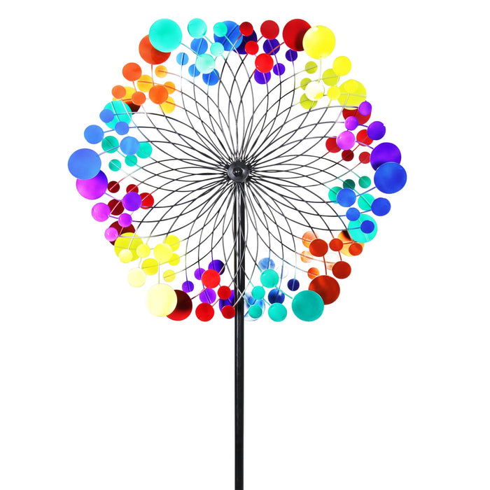 Giant Multicolor Kinetic Starry Night Metal Wind Spinner Garden Stake, 24 by 85 Inches