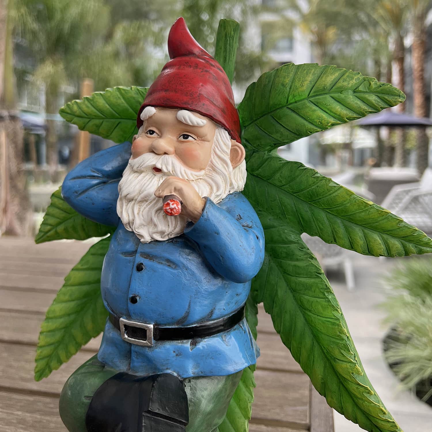 Good Time Ganja Lounging LED Gnome with Timer, 13 inches Long | Shop Garden Decor by Exhart