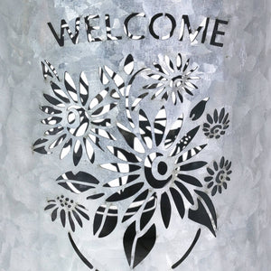 Solar Stamped Metal Flower Design Lantern Reads Welcome, 8 Inch | Shop Garden Decor by Exhart