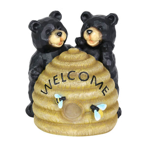 Solar Bears and Welcome Hive Statuary, 7 Inch | Shop Garden Decor by Exhart