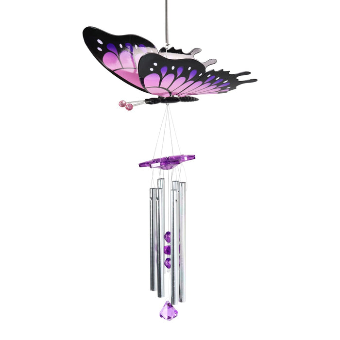 Large WindyWings Butterfly Wind Chime in Purple, 11 by 24 Inches