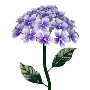 Solar Metal Hydrangea Garden Stake in Purple with Twenty-Six LED Lights, 7 by 21 Inches | Shop Garden Decor by Exhart