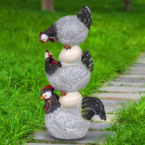 Stacked Chicken and Egg Hand Painted Garden Statue, 12 Inch | Shop Garden Decor by Exhart