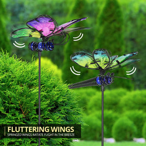Glass and Metal WindyWings Insect Garden Stake Set of 4, 6 by 26 Inches | Shop Garden Decor by Exhart