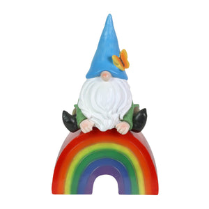 Gnome on a Glowing Rainbow Statuary with Automatic Timer, 7 by 11.5 Inches | Shop Garden Decor by Exhart