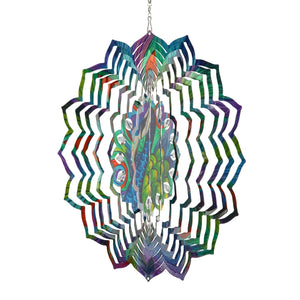 Laser Cut Peacock Hanging Wind Spinner with Bead Details, 12 Inch | Shop Garden Decor by Exhart