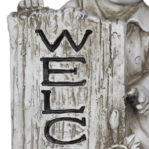 Solar Girl with Welcome Sign Statue in Natural Resin Finish, 17 Inch | Shop Garden Decor by Exhart