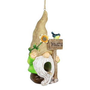 Welcome Gnome Hanging Bird House, 10.5 Inches | Shop Garden Decor by Exhart