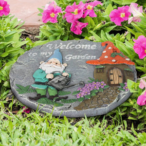 Welcome to My Garden Gnome Stepping Stone, 10 x 11 Inches | Shop Garden Decor by Exhart