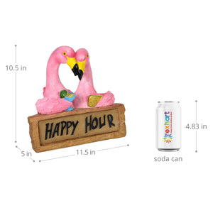 Solar Happy Hour Flamingos Sign, 10 Inch | Shop Garden Decor by Exhart