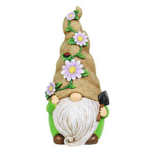 Hand Painted Burlap Hat Garden Gnome Statuary with a Spade, 6 by 10.5 Inches | Shop Garden Decor by Exhart