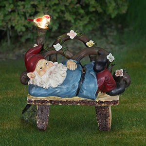 Solar Park Bench Pat Gnome Statuary, 10 Inch | Shop Garden Decor by Exhart