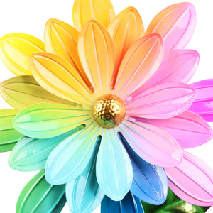 Rainbow Colored Daisy Flower Bouncing Metal Garden Stake, 11.5 x 8 x 35 Inches | Shop Garden Decor by Exhart