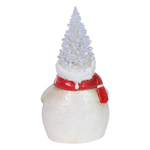Snowman with White LED Christmas Tree Hat Statuary, 9.5 Inches | Shop Garden Decor by Exhart