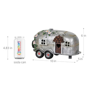 Solar Silver Camping Trailer Garden Statue, 6 Inch | Shop Garden Decor by Exhart