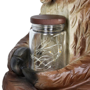 Solar Moose Garden Statue Holding a Glass Jar with Eight LED Firefly ...