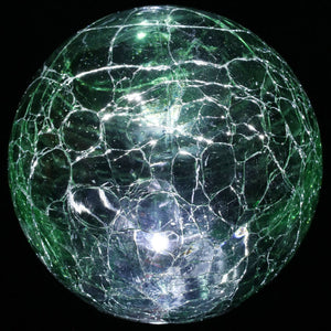 Solar Green Crackle Glass Ball Garden Stake with Metal Finial Detail, 4 by 31 Inches | Shop Garden Decor by Exhart