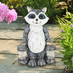 Solar Firefly Jar Raccoon Garden Statuary, 10 Inches tall | Shop Garden Decor by Exhart