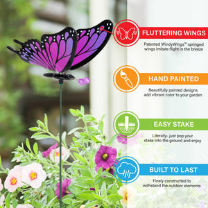 6 Piece 4" WindyWings Butterfly Plant Stake Assortment, 6 x 4.5 x 16 Inches | Shop Garden Decor by Exhart