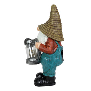Solar Garden Gnome with LED Firefly Watering Can Statuary, 5 by 12.5 Inch | Shop Garden Decor by Exhart
