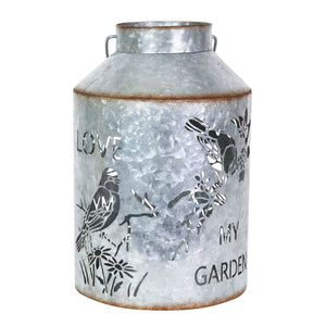 Solar Stamped Metal Bird and Flower Design Lantern Reads My Garden, 11.5 Inch | Shop Garden Decor by Exhart