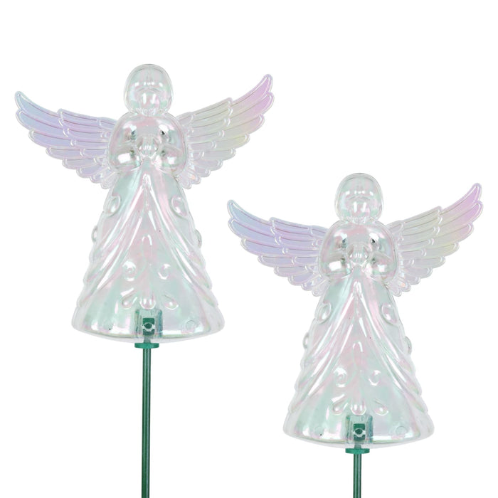 2 Piece Clear Angel WindyWing Garden Stakes, 4.5 by 30 Inches