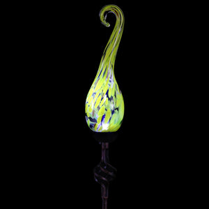 Solar Hand Blown Yellow Glass Spiral Flame Garden Stake with Metal Finial Detail, 36 Inch | Shop Garden Decor by Exhart
