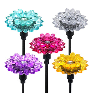 5 Piece Set of Mini Solar Dahlia Plant Stakes, 2.5 by 16 Inches | Shop Garden Decor by Exhart