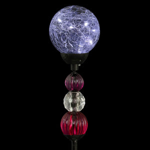 Solar Crackle Glass Ball Garden Stake with Six LED lights and Bead Details, 4 by 30 Inches | Shop Garden Decor by Exhart