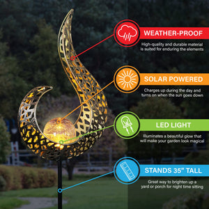 Solar Metal Filigree Open Flame Torch Garden Stake, 6.5 by 35.5 Inches | Shop Garden Decor by Exhart