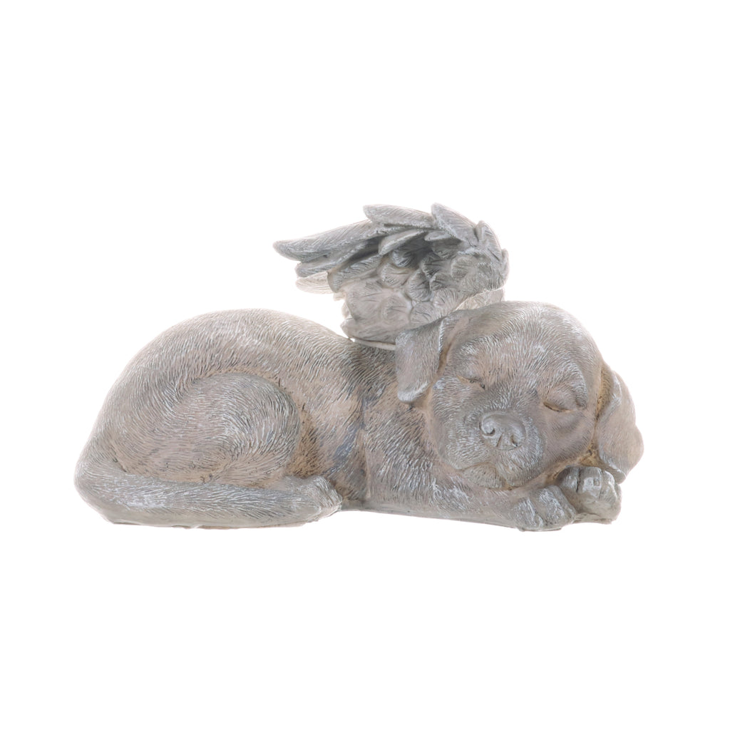 Solar Sleeping Dog Angel Memorial Statue, 12 by 6.5 Inches