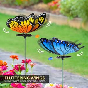 6 Piece 4" WindyWings Butterfly Plant Stake Assortment, 6 x 4.5 x 16 Inches | Shop Garden Decor by Exhart