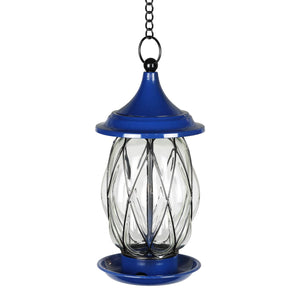 Blue Metal Wire and Glass Bird Feeder, 6.5 by 13.5 Inches | Shop Garden Decor by Exhart