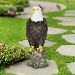 Bald Eagle on a Rock Statue, 8 by 21.5 Inches | Shop Garden Decor by Exhart