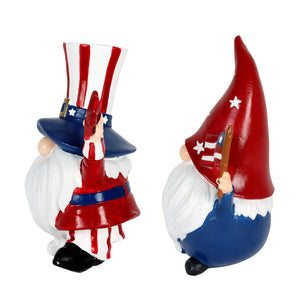 Patriotic Pair of Garden Gnome Statuary, 4 by 5 Inches | Shop Garden Decor by Exhart
