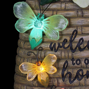 Solar Welcome to our Home Hand Painted Bee Hive Statuary, 15 Inch | Shop Garden Decor by Exhart