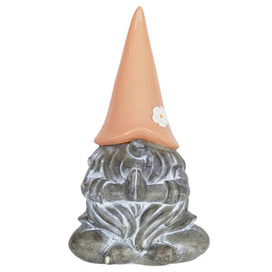 Good Time Solar Gnamaste Meditating Gnome Statue with Peach Hat, 11 Inch | Shop Garden Decor by Exhart