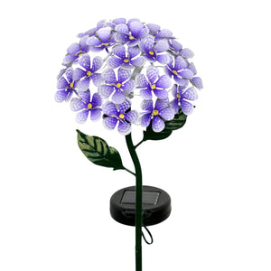 Solar Metal Hydrangea Garden Stake in Purple with Twenty-Six LED Lights, 7 by 21 Inches | Shop Garden Decor by Exhart