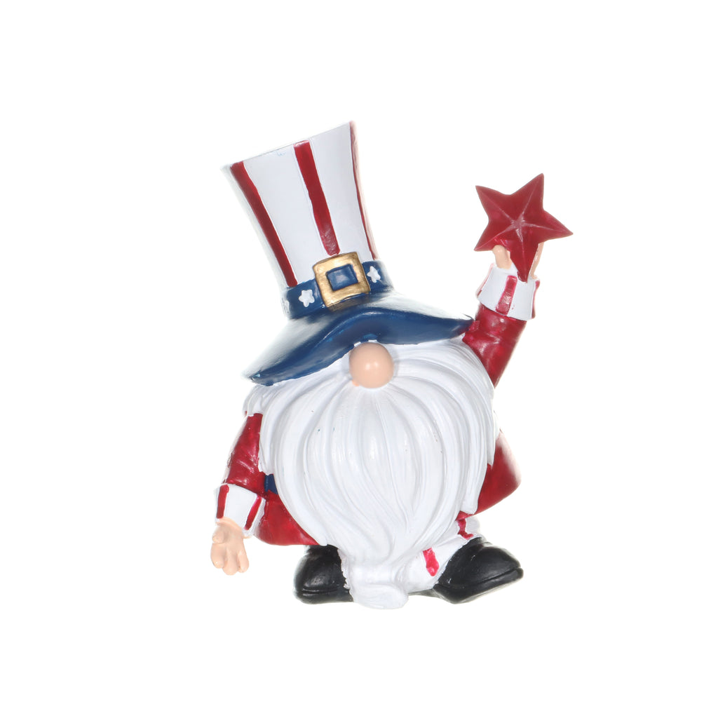 Patriotic Pair of Garden Gnome Statuary, 4 by 5 Inches