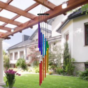 Cascading Metal Rainbow Hand Tuned Hanging Wind Chime, 5.5 by 38 Inches | Shop Garden Decor by Exhart