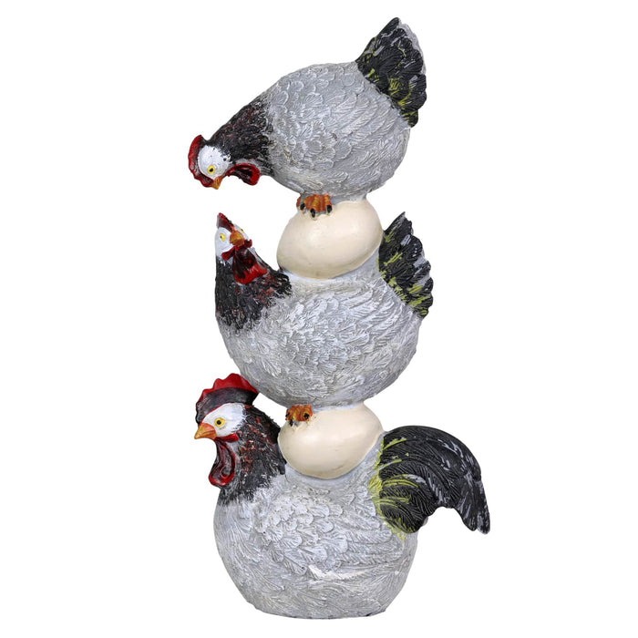 Stacked Chicken and Egg Hand Painted Garden Statue, 12 Inch