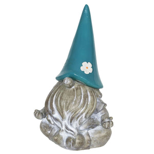 Good Time Solar Gnamaste Meditating Gnome Statue with Teal Hat, 11 Inch | Shop Garden Decor by Exhart
